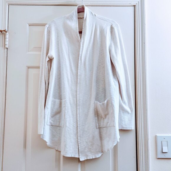 Splendid White Open Cardigan Sz Medium Cotton Polyester Elastane Blend Pockets - Picture 1 of 10